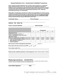 Fillable Netspend Dispute Form