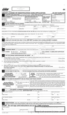 Fillable Ca Dmv Dl 44 Form