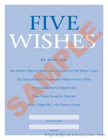 Fillable 5 Wishes Document Form