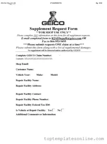 Fillable Geico Supplement Request Form