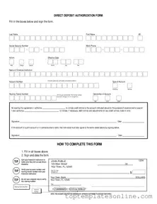 Fillable Generic Direct Deposit Form