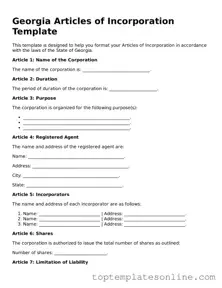 Blank Articles of Incorporation Template for Georgia State