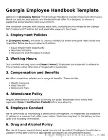 Blank Employee Handbook Template for Georgia State