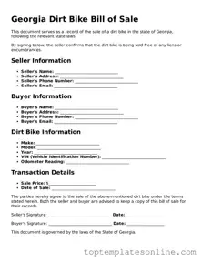 Blank Dirt Bike Bill of Sale Template for Georgia State