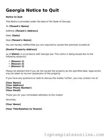 Blank Notice to Quit Template for Georgia State