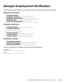 Blank Employment Verification Template for Georgia State