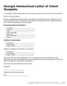 Blank Homeschool Letter of Intent Template for Georgia State