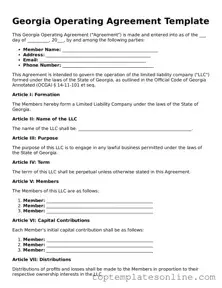 Blank Operating Agreement Template for Georgia State