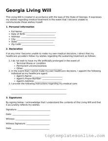 Blank Living Will Template for Georgia State