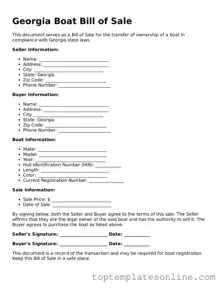 Blank Boat Bill of Sale Template for Georgia State