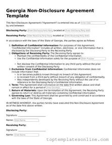 Blank Non-disclosure Agreement Template for Georgia State