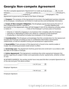 Blank Non-compete Agreement Template for Georgia State