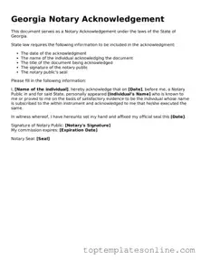 Blank Notary Acknowledgement Template for Georgia State
