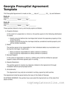 Blank Prenuptial Agreement Template for Georgia State