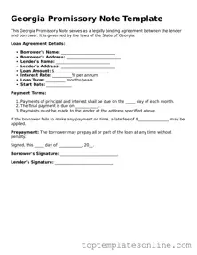 Blank Promissory Note Template for Georgia State