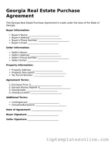 Blank Real Estate Purchase Agreement Template for Georgia State