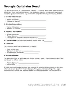 Blank Quitclaim Deed Template for Georgia State