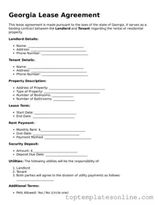Blank Lease Agreement Template for Georgia State