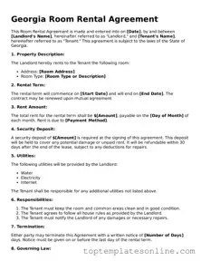 Blank Room Rental Agreement Template for Georgia State