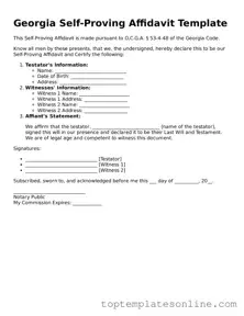 Blank Self-Proving Affidavit Template for Georgia State