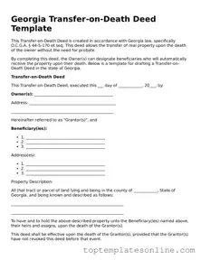 Blank Transfer-on-Death Deed Template for Georgia State