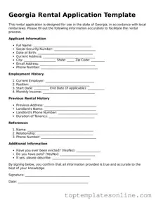 Blank Rental Application Template for Georgia State