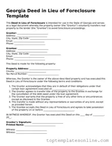 Blank Deed in Lieu of Foreclosure Template for Georgia State