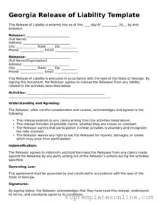 Blank Release of Liability Template for Georgia State