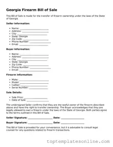 Blank Firearm Bill of Sale Template for Georgia State