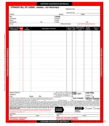 Fillable Hazard Bill Of Ladden Form