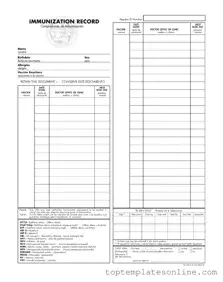 Fillable Immunization Record Form