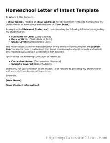 Attorney-Approved Homeschool Letter of Intent Form