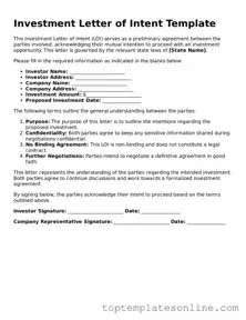 Attorney-Approved Investment Letter of Intent Form