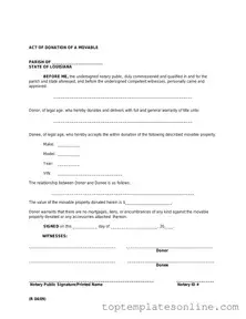 Fillable Louisiana act of donation Form