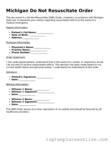 Blank Do Not Resuscitate Order Template for Michigan State