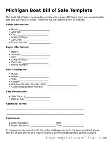 Blank Boat Bill of Sale Template for Michigan State