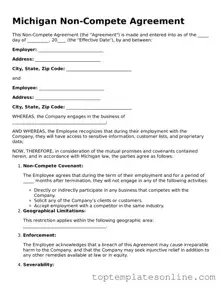 Blank Non-compete Agreement Template for Michigan State