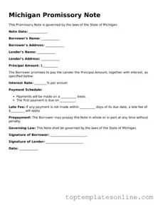 Blank Promissory Note Template for Michigan State