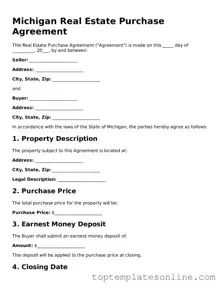 Blank Real Estate Purchase Agreement Template for Michigan State