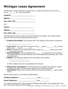 Blank Lease Agreement Template for Michigan State