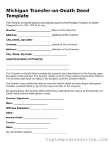 Blank Transfer-on-Death Deed Template for Michigan State