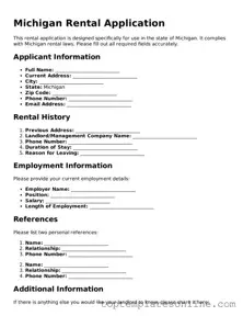 Blank Rental Application Template for Michigan State