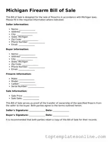 Blank Firearm Bill of Sale Template for Michigan State