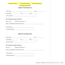 Fillable Negative Hiv Test Form