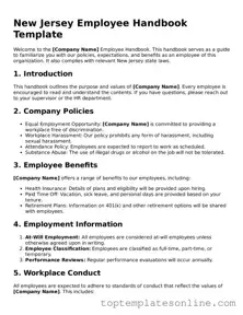 Blank Employee Handbook Template for New Jersey State