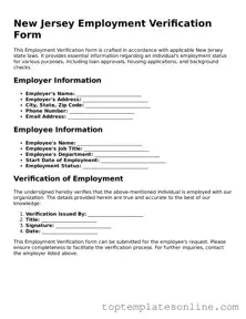 Blank Employment Verification Template for New Jersey State