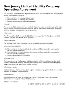 Blank Operating Agreement Template for New Jersey State
