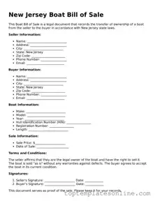 Blank Boat Bill of Sale Template for New Jersey State