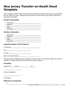 Blank Transfer-on-Death Deed Template for New Jersey State