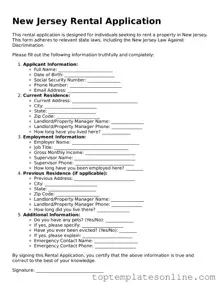 Blank Rental Application Template for New Jersey State